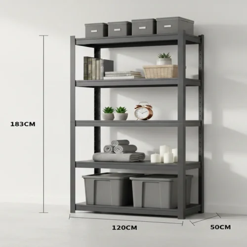 五層金屬置物架寬120深50高183 - 黑色