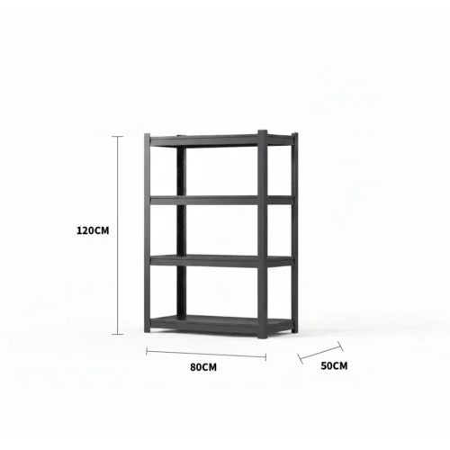 四層金屬置物架寬80深50高120 - 黑色