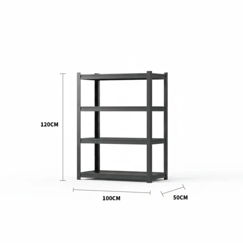 四層金屬置物架寬100深50高120 - 黑色